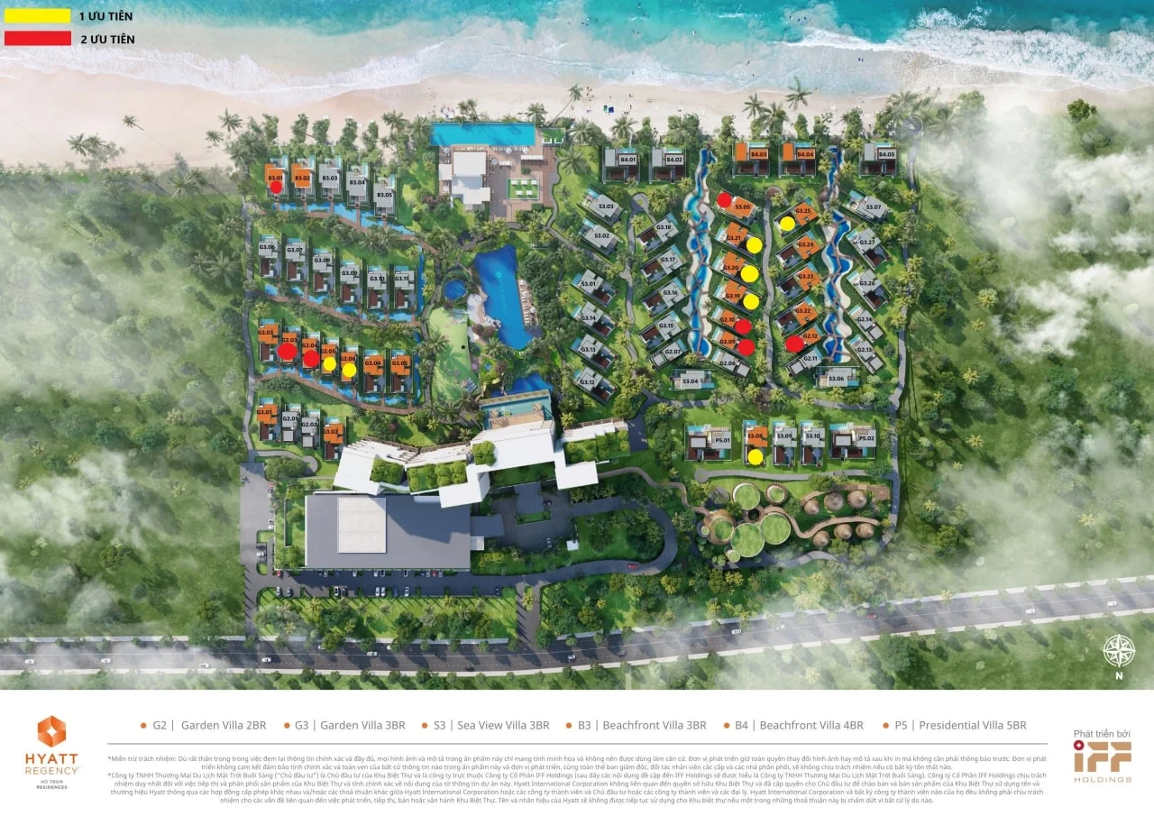 Hyatt Regency Ho Tram Residences site plan aerial render