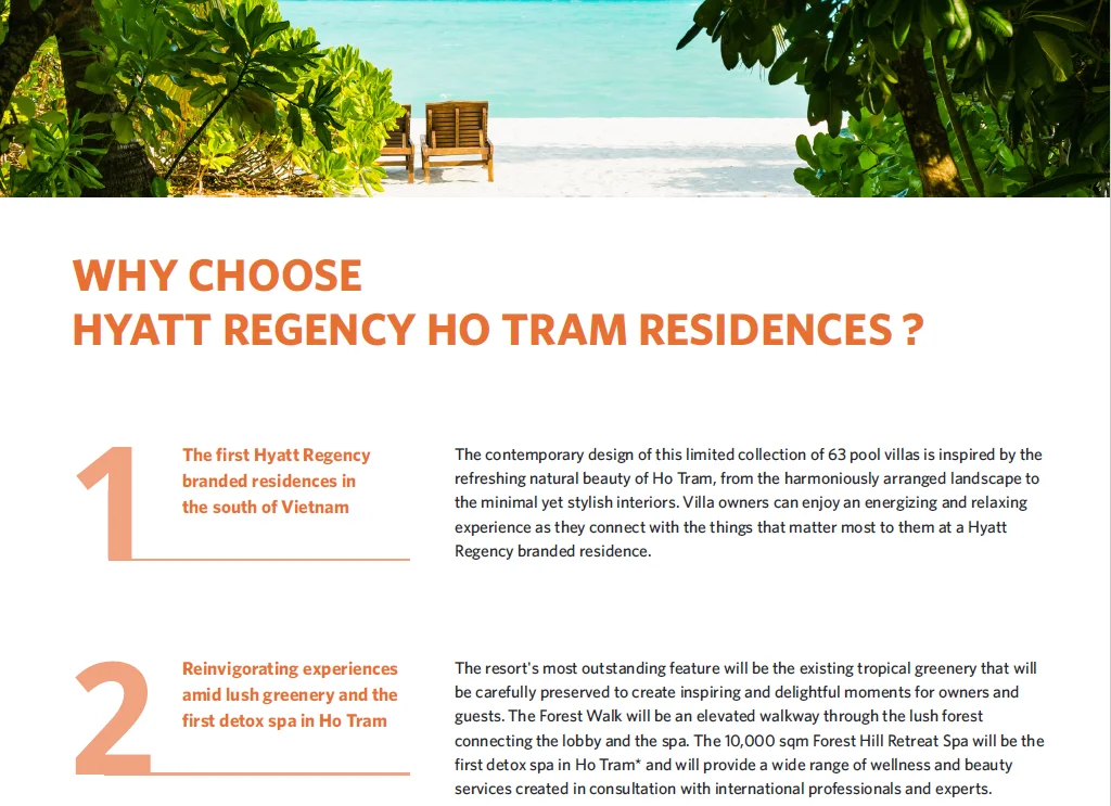 Why choose Hyatt Regency Ho Tram Residences