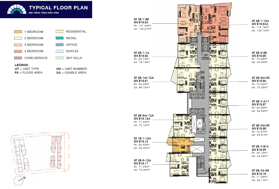 Typical Floor Plan — floors 5-22, The Opera Residence (Scala tower)