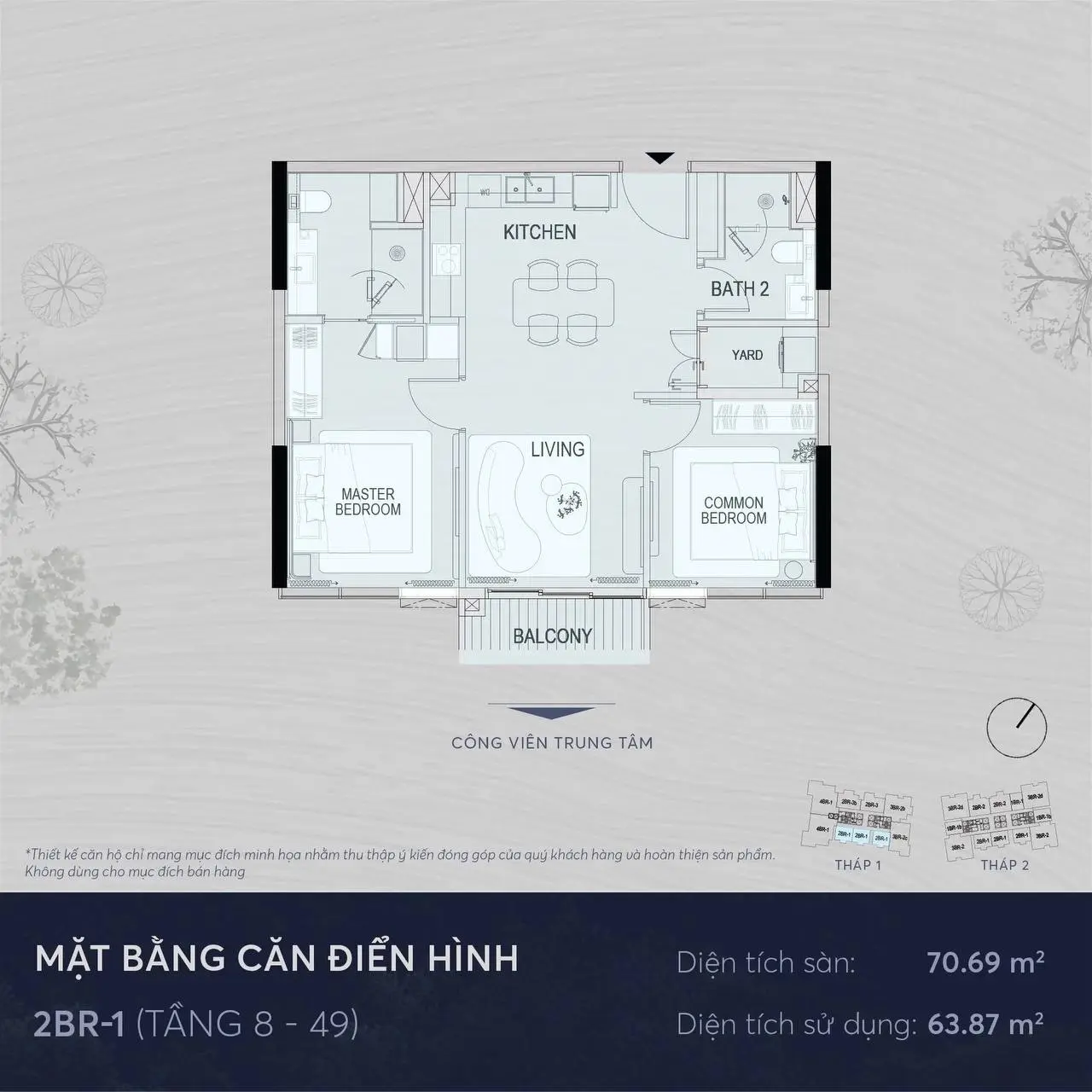 Tháp 1 - 2BR-1 (Tầng 8 - 49)