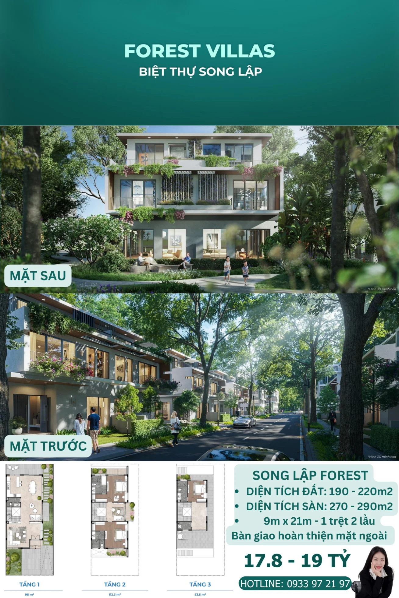 Forest Semi-Detached Villa - 9m frontage, 190-220m² land, ground floor + 2 levels