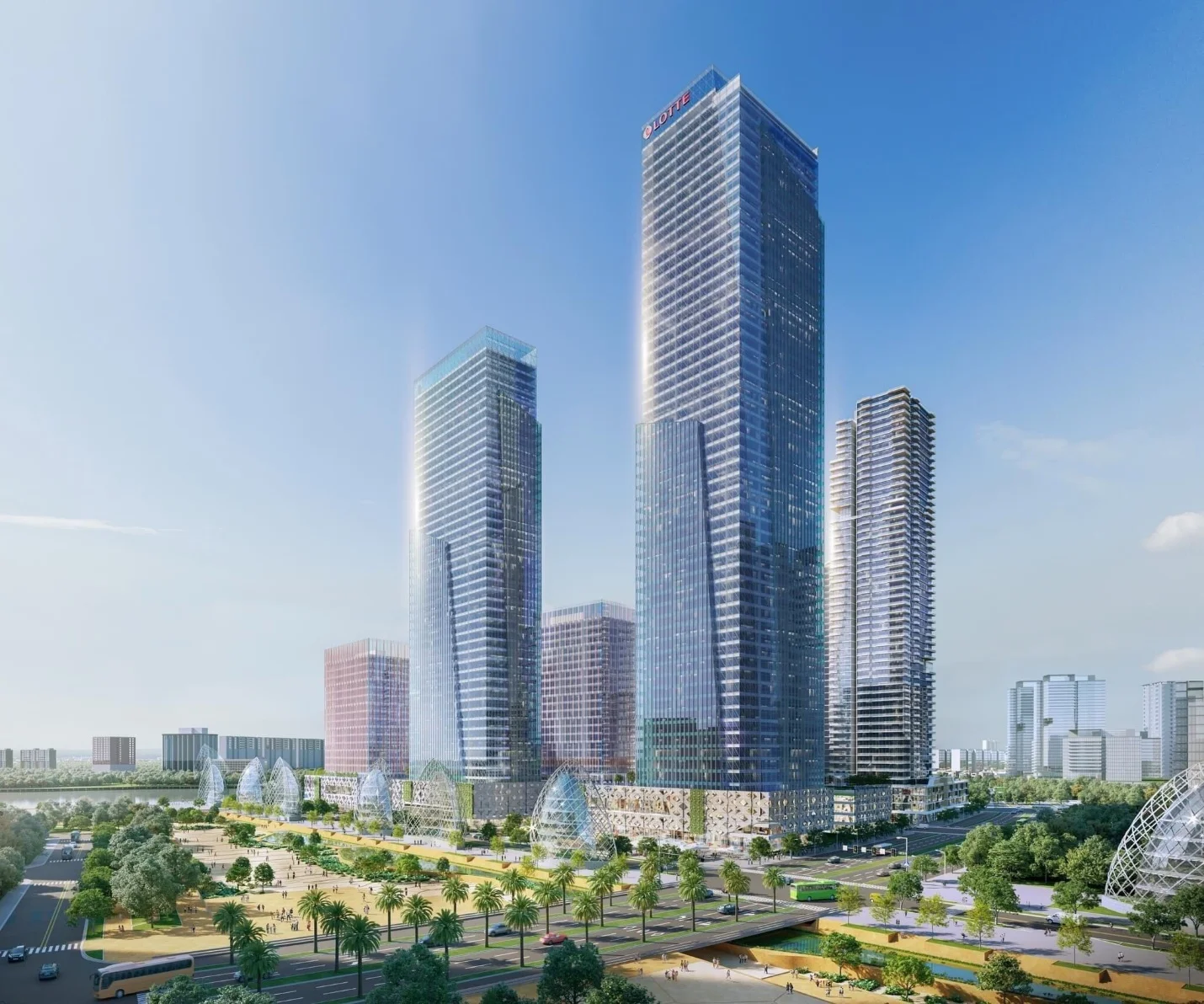 Commercial and office tower render - Lotte Eco Smart City