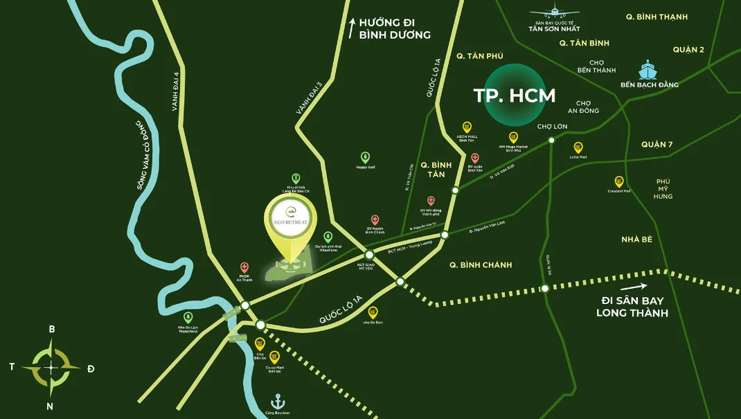 Eco Retreat - Retreat Island connectivity and location map