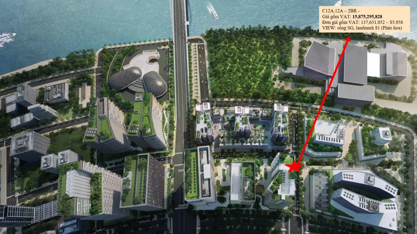 Metropole Thu Thiem masterplan with unit C12A.12A location marked
