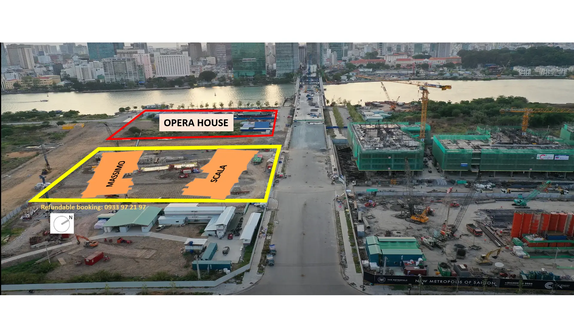 Aerial site plan showing Massimo and Scala towers adjacent to the Opera House plot