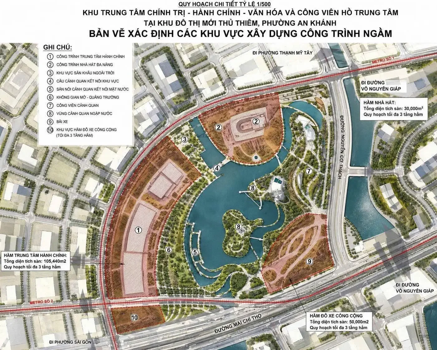 Master render of the Thu Thiem Administrative Center and Central Square