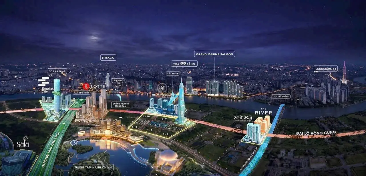 Thu Thiem Administrative Center - design rendering of the stepped facade with green terraces