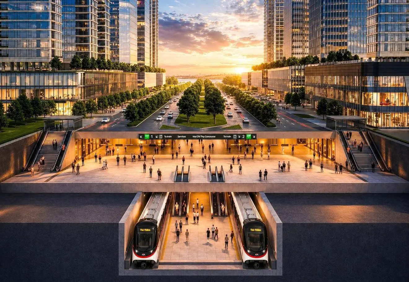 Thu Thiem Administrative Center site - current state showing cleared land and active groundwork