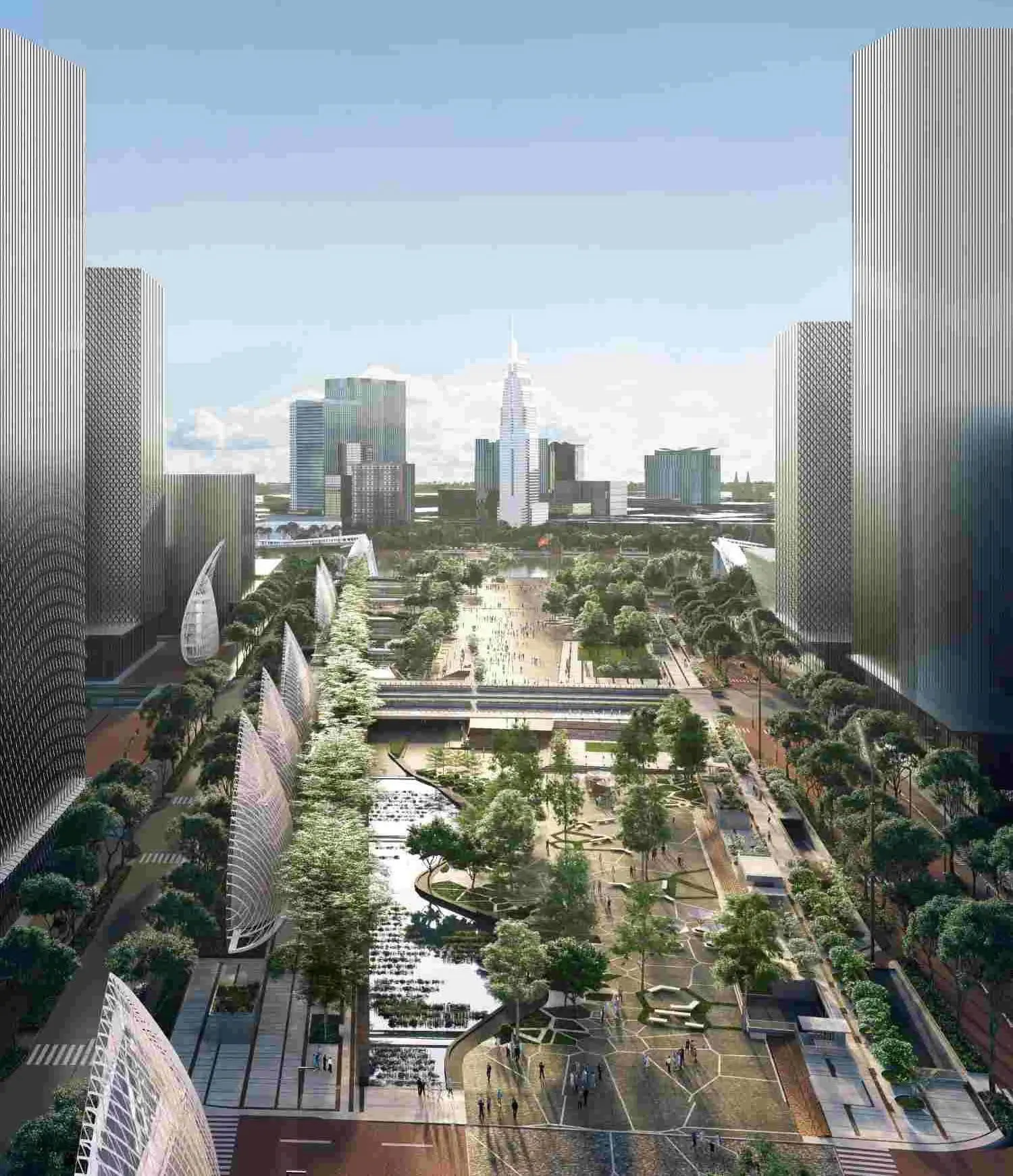 Thu Thiem underground construction plan - 1/500 detail plan identifying basement zones for the Administrative Center, Opera House, and public parking